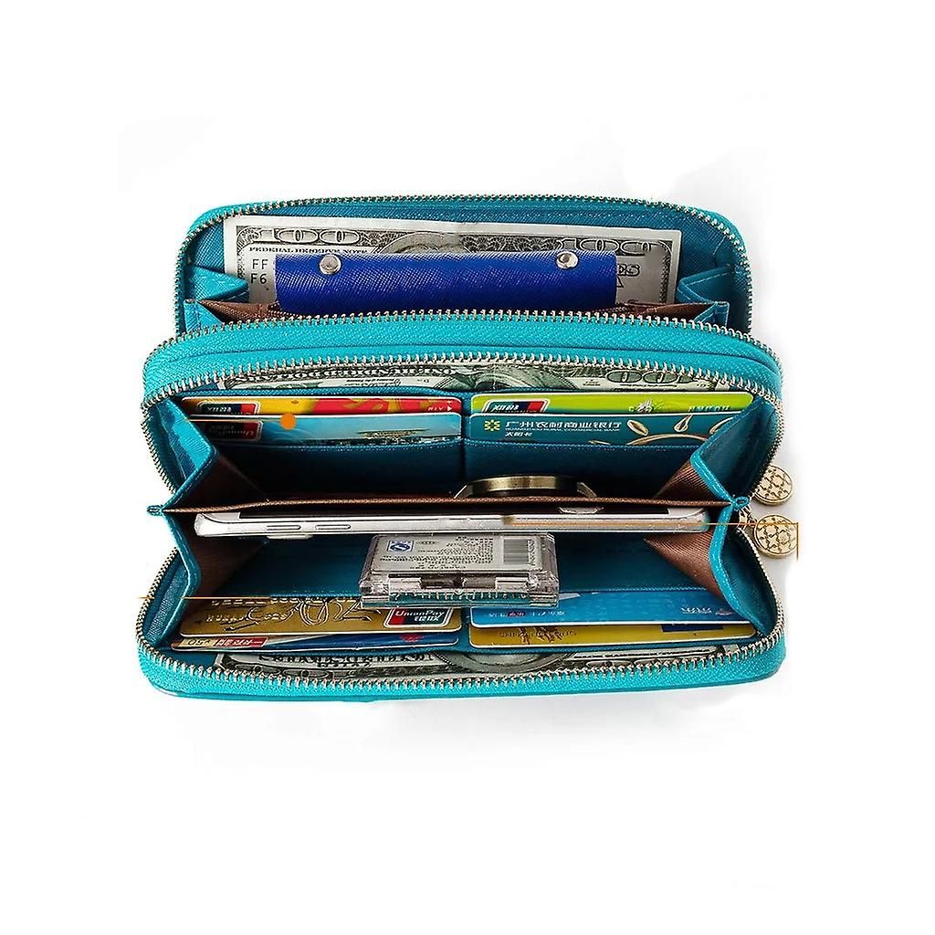 Ladies  Elegant PU Leather Purse Double Zipper Wallet