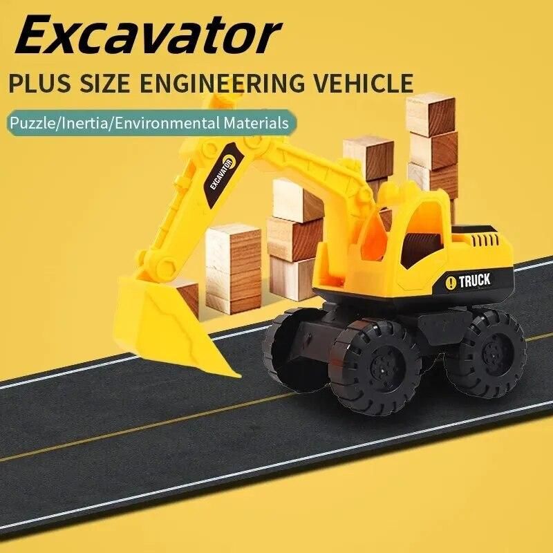 Inertia Excavator Truck Classic Simulation Friction Digging Engineering Car City Work Vehicle Beach Toy Model Kids Birthday Gift