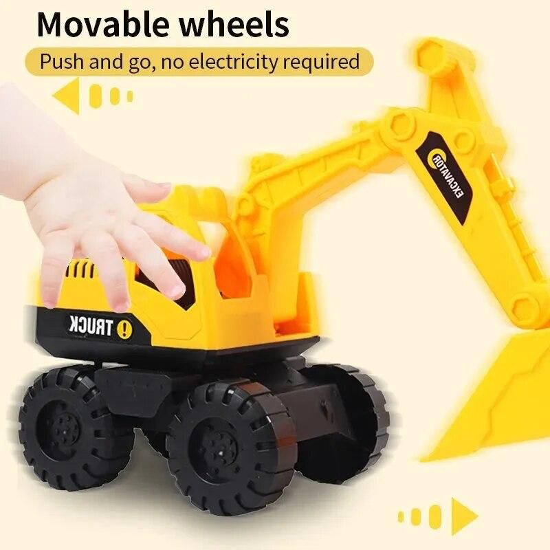 Inertia Excavator Truck Classic Simulation Friction Digging Engineering Car City Work Vehicle Beach Toy Model Kids Birthday Gift