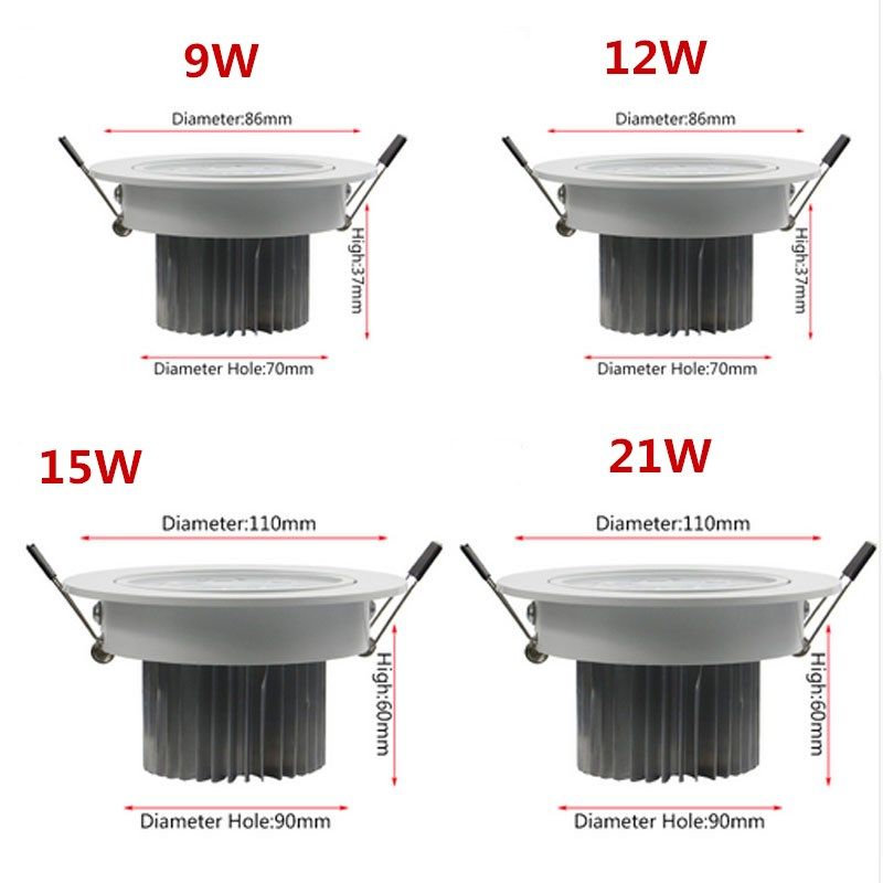 LED Dimmable Downlight Super Bright Recessed CREE 9W 12W