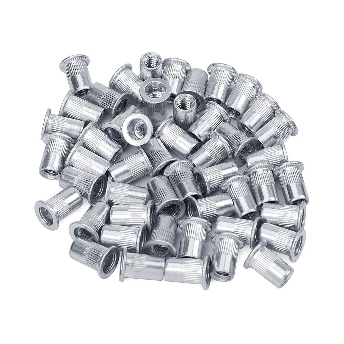 Nut 100Pcs 14In-20UNC Stainless Steel 304 Finish Flat Head Rivnut Threaded Insert Nut Knurled Body Vertical Rivets Nut