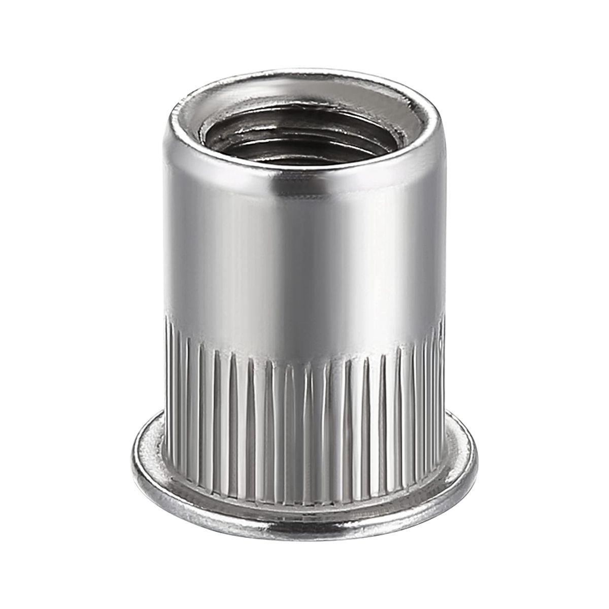 Nut 100Pcs 14In-20UNC Stainless Steel 304 Finish Flat Head Rivnut Threaded Insert Nut Knurled Body Vertical Rivets Nut