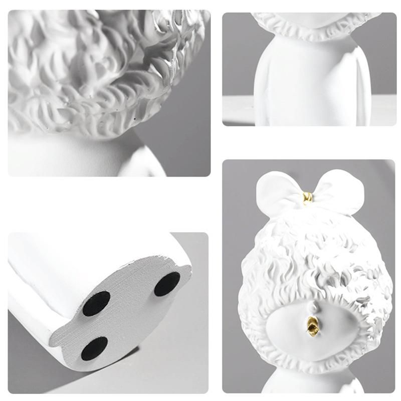 Modern Resin Flower Ornaments Artwork Desktop White