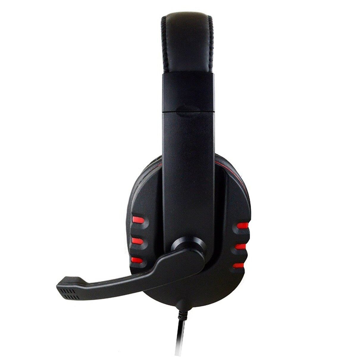 Adjustable Size Gaming Headset 3.5mm Stereo Surround Gamer Wired Headphone With Mic For PS4 PC Noise Reduction Headset Over-The-Ear Earpiece Computer Earphone For PUBG CSGO Warframe TPS / FPS Games Black+Red