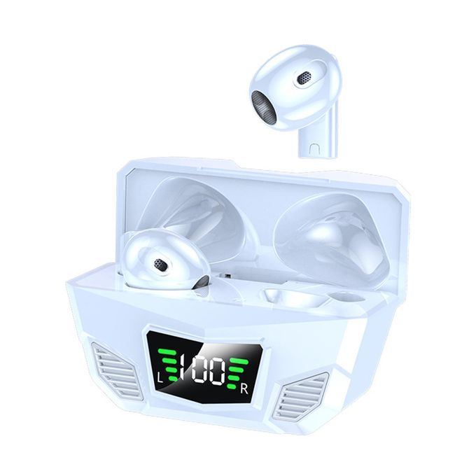 Wireless Bluetooth Gaming  Deep Bass Battery Display White