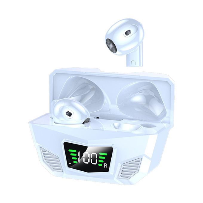 Wireless Bluetooth Gaming  Deep Bass Battery Display White