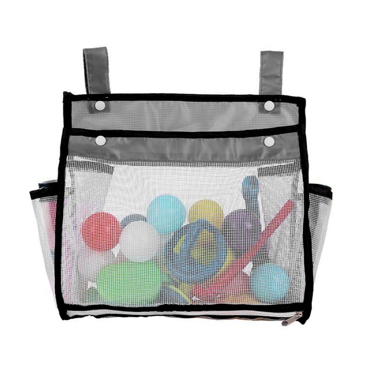 Toy Storage Mesh Bag Mesh Bath Toy Holder Easy Hanging for Baby Grey