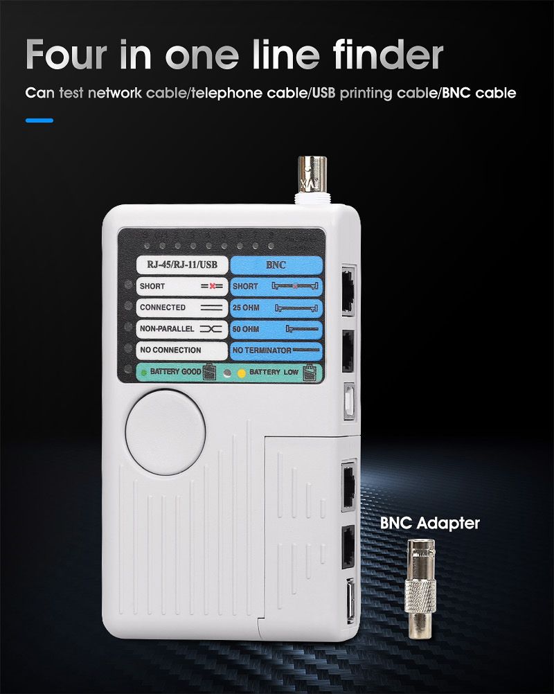 RJ11 RJ45 USB BNC LAN Network Cable Tester For UTP STP LAN