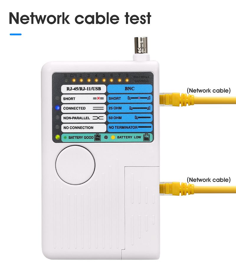 RJ11 RJ45 USB BNC LAN Network Cable Tester For UTP STP LAN