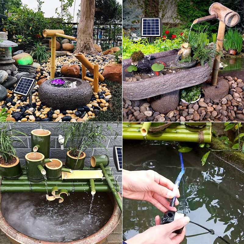 Solar Powered 200L/H 2W 6V Water Fountain Pump Waterproof IP65 For Pool Garden Sprinkler Outdoor Engineering Decoration Swimming Birdbath Floating ,Spray Height 40-60CM