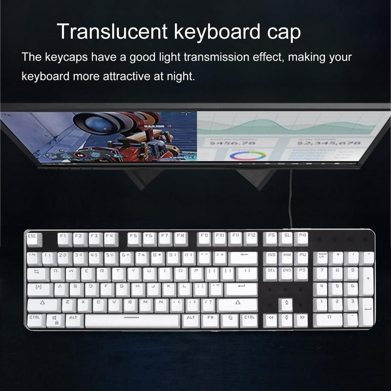 104Pcs ABS Backlight Wear-resistant Key Caps-Black