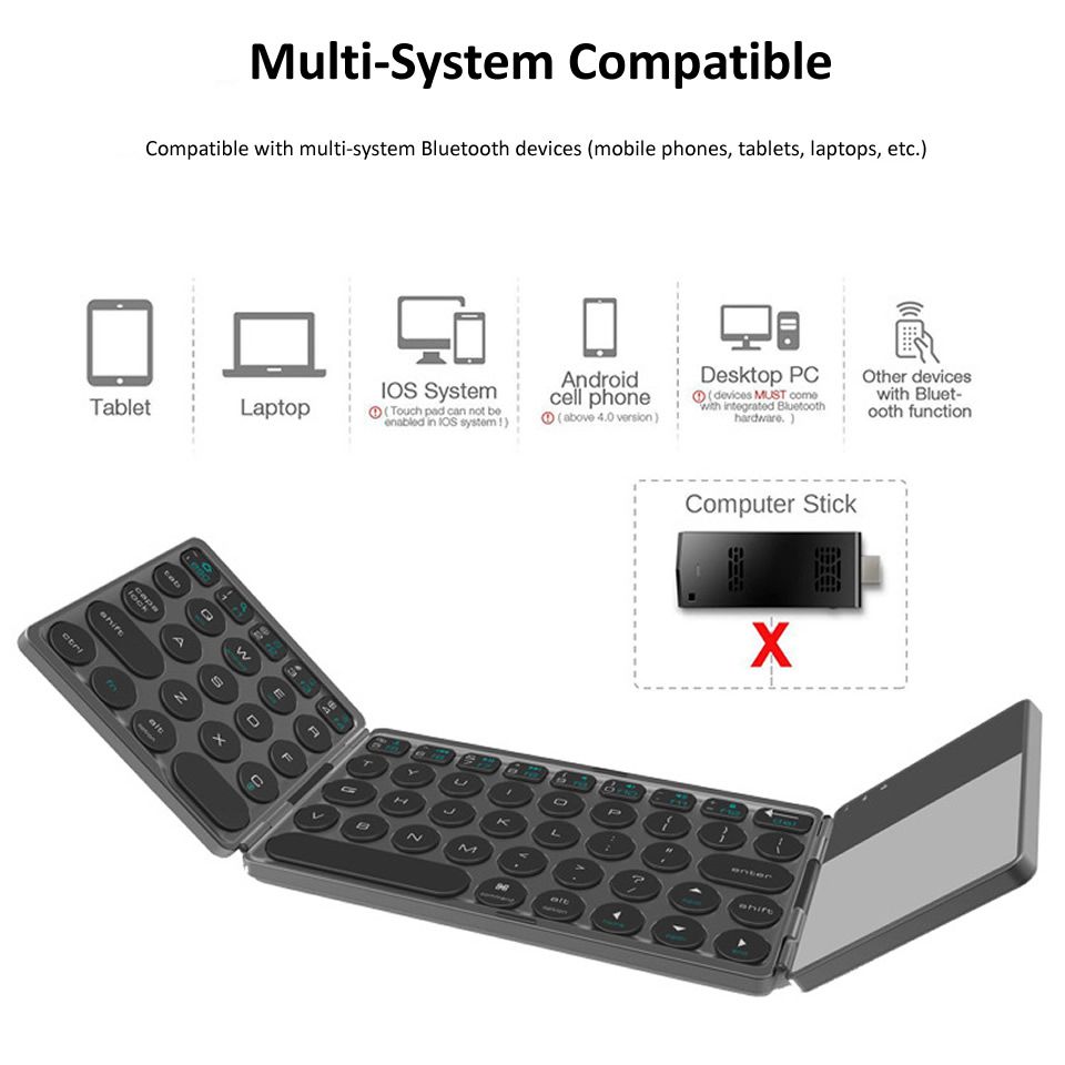 Outmix Upgrade Mini Folding Keyboard Bluetooth Foldable For