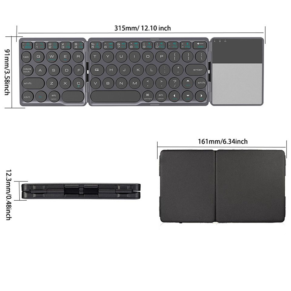 Outmix Upgrade Mini Folding Keyboard Bluetooth Foldable For