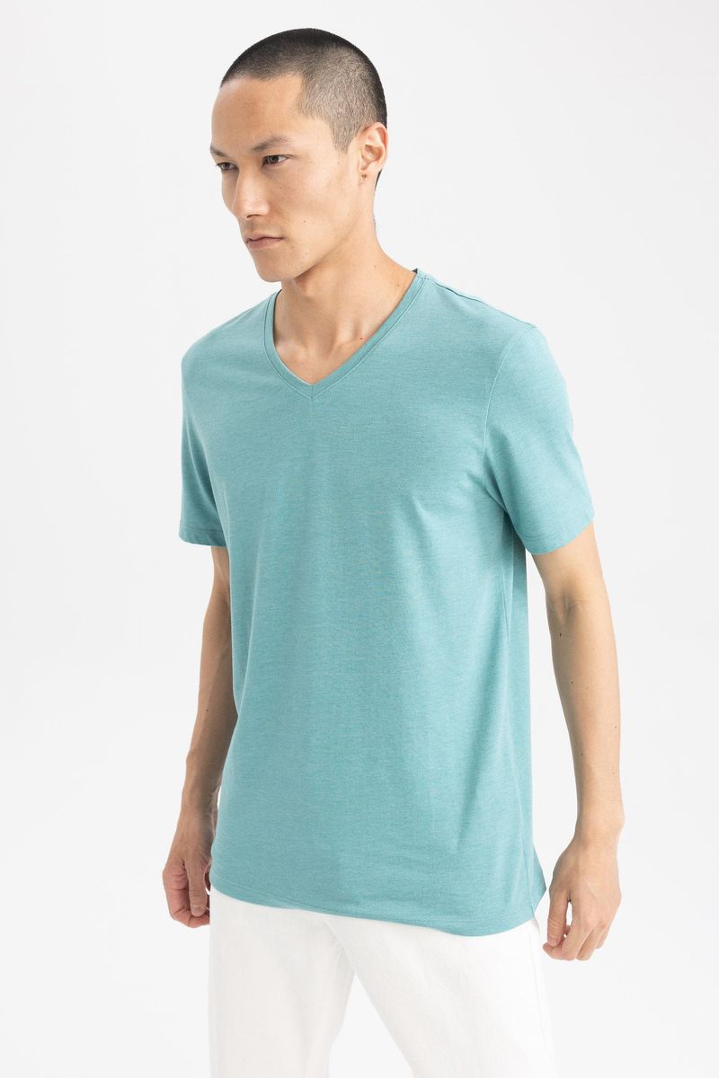 Man Slim Fit Knitted T-Shirt - Green