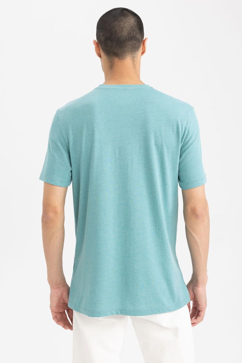 Man Slim Fit Knitted T-Shirt - Green