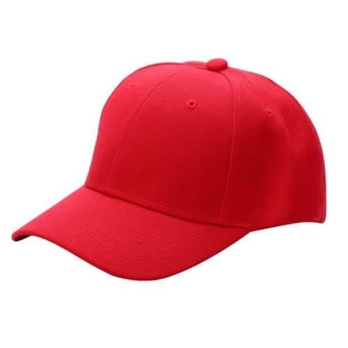 Panel Baseball Face Cap - Plain Red