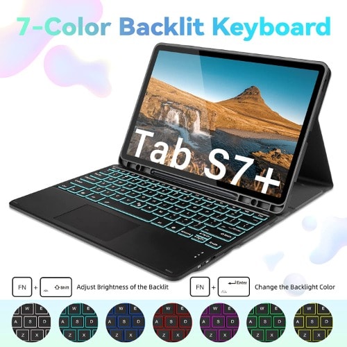 Bluetooth Keyboard Case For Samsung Galaxy Tab  S7 Plus 12.4" 2020 - Sm-t970/t975/t976