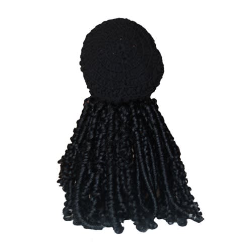 Handmade Crochet Wig Cap With Curly Hair By Kellyz Africana- Black