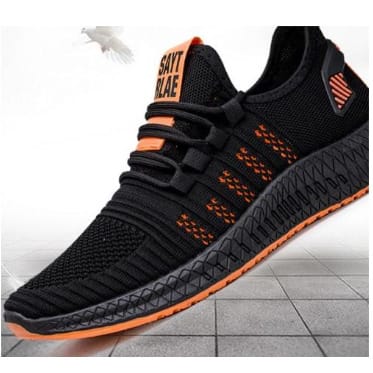 Unisex Sneakers - Black And Orange