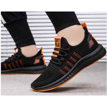 Unisex Sneakers - Black And Orange