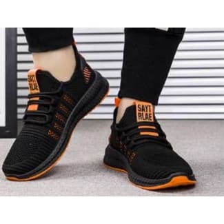 Unisex Sneakers - Black And Orange
