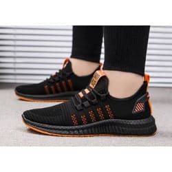 Unisex Sneakers - Black And Orange