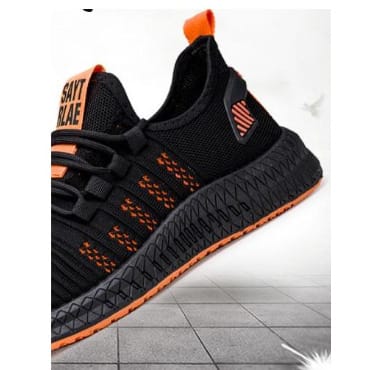 Unisex Sneakers - Black And Orange
