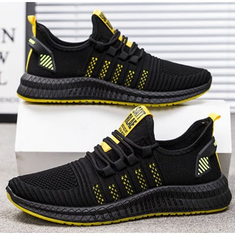 Unisex Sneakers - Black And Yellow