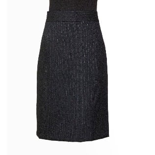 Women's Striped Midi Striped Skirt - Black