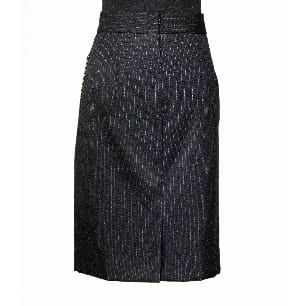 Women's Striped Midi Striped Skirt - Black