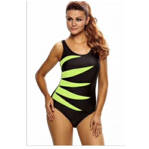Yellow Splicing Color Block Black Monokono - Monokini