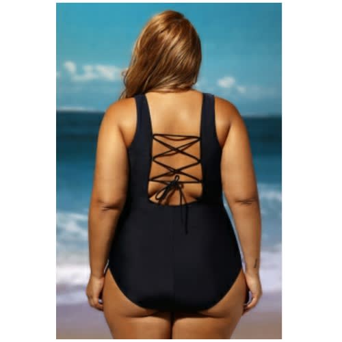 Yellow Splicing Color Block Black Monokono - Monokini