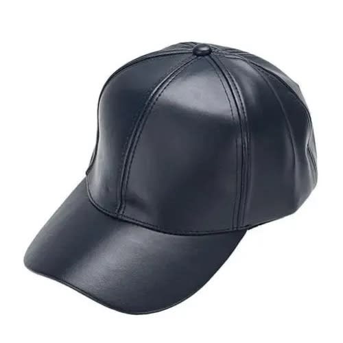 Leather Face Cap - Black