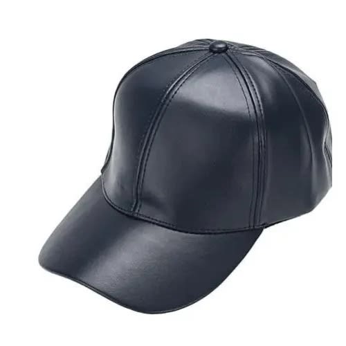 Leather Face Cap - Black