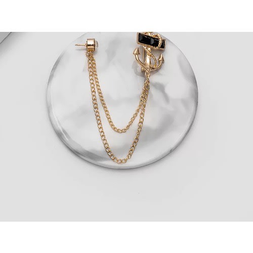 Tassel Anchor Men's Brooch With Free Pouch - Gold
