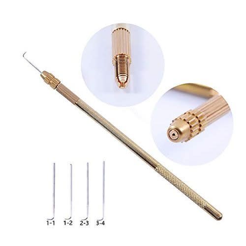 4pcs Ventilating Needles +1 Brass Holder For Lace Wig Needle