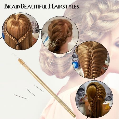 4pcs Ventilating Needles +1 Brass Holder For Lace Wig Needle