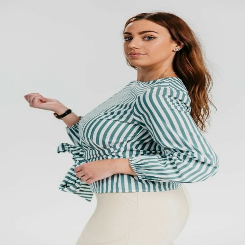 Sofia Stripe Front Tie Blouse