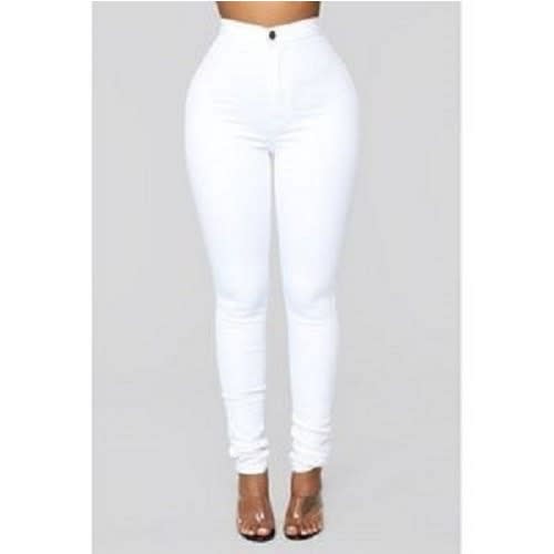 Ladies High Waist Skinny Jean - White