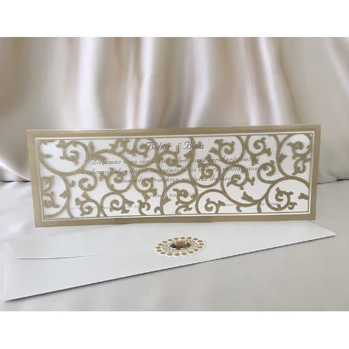 Pack of 100 Wedding Invitation Card - Gold-4066