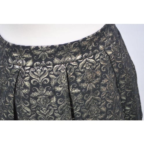 Ladies Flock Jacquard Midi Skirt - Black & Gold