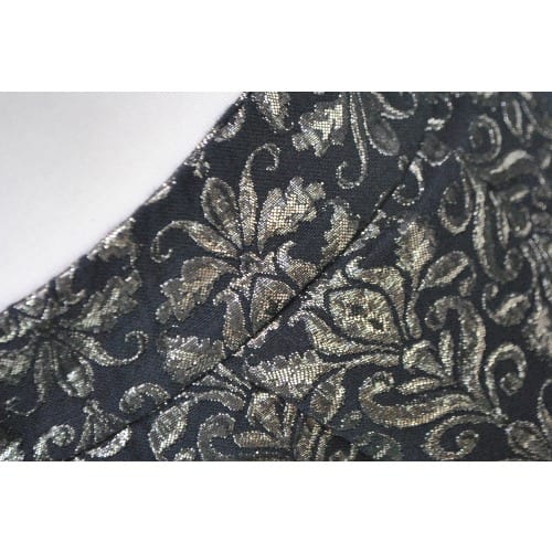 Ladies Flock Jacquard Midi Skirt - Black & Gold
