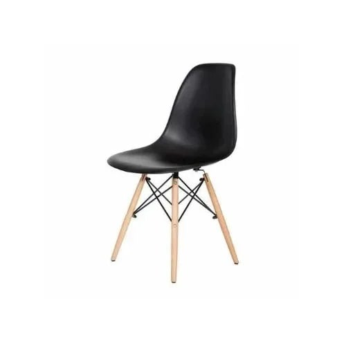 Wooden Leg Dining Table And 4 Chair Set - Black