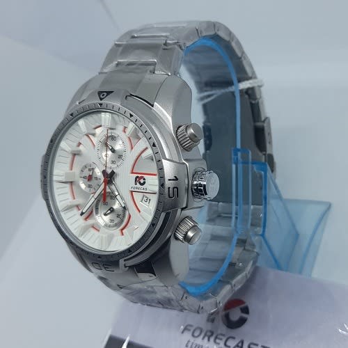 Silver Chronograph Stainless Steel With  White Dial
