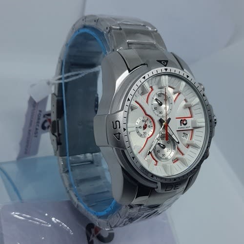 Silver Chronograph Stainless Steel With  White Dial