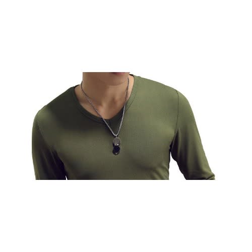 Long Sleeve Slim Fit Tees - Olive Green