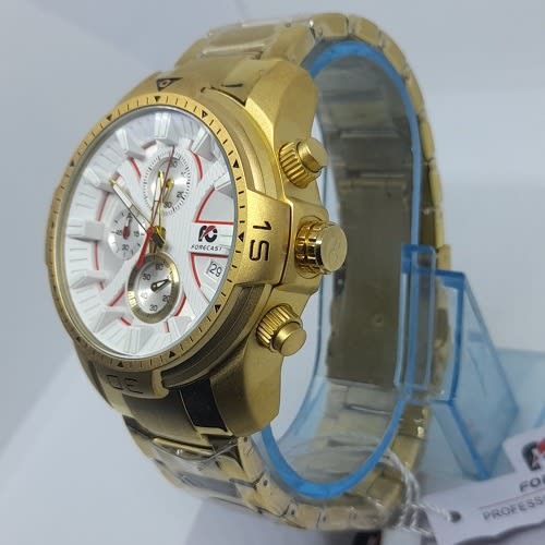 Chronograph Stainless Steel Golden With  White Dial