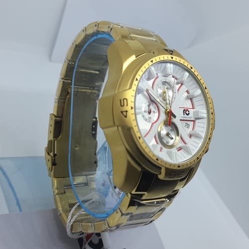 Chronograph Stainless Steel Golden With  White Dial