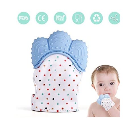 Baby Silicon Pacifier Mitten - Blue