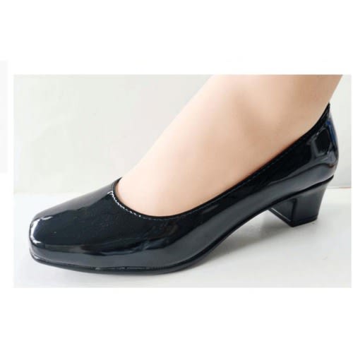 Short Heel Patent Leather Office Shoes